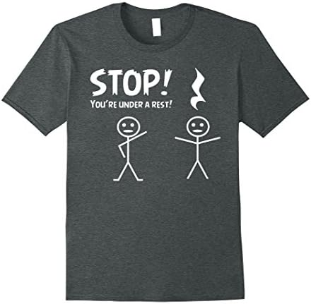 Mens Funny STOP YOU'RE UNDER A REST Musical Pun T-shirt 3XL Dark Heather