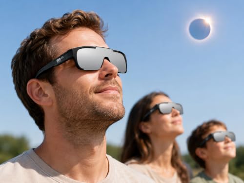 Approved Solar Eclipse Glasses, Fit-Over Oversize Overlapping for Prescription Glasses, ISO 12312-2:2015 Certified, CE EPI Cat II