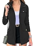 MEROKEETY Women's Long Sleeve Military Jacket Zip