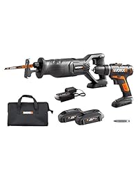 WORX WX946L 20V Cordles Drill Driver WX101L y 20V sierra recíproca inalámbrica Kit combinado WX500L Incluye batería y cargador