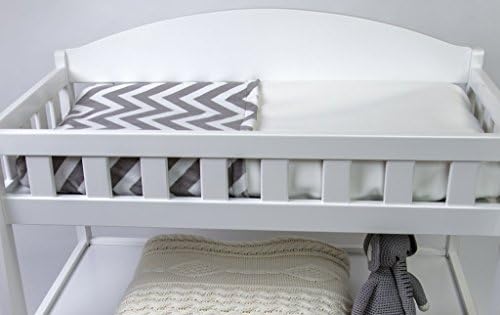 BUB Baby Wipeable Changing Table Pad Cover in Grey Chevron - Waterproof, Non Toxic, Plush Minky Material