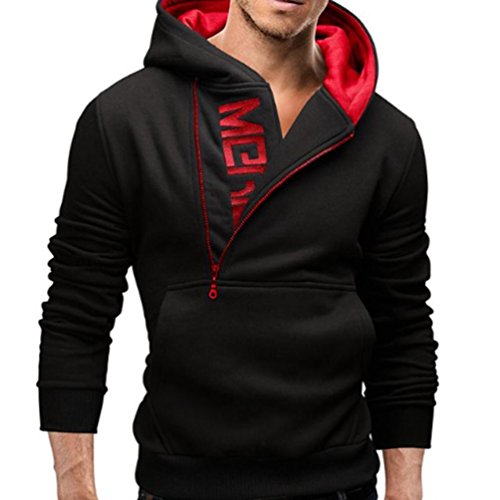 Hattfart Men's Winter Clothes, New Men's Casual Hooded Sweatshirt Tops Jacket (Black, XXL)