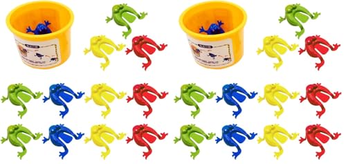 Toyvian 12pcs Toy Assorted Colors Finger Pressing Bouncing Frog Toys for Kids Party Favors Easter Birthdays (Pack of 2)