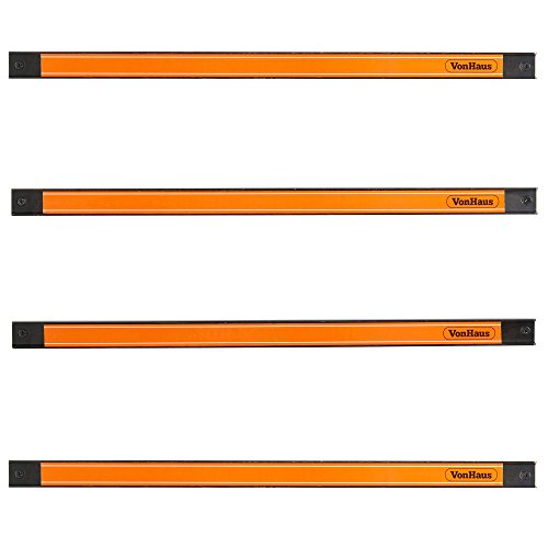 VonHaus 4 x 16" Piece Magnetic Tool Holder Organizer Racks Ideal for Garage and Workshops (Mounting Screws Included)