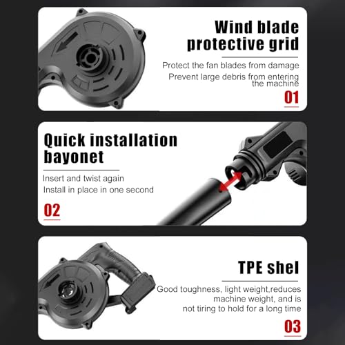 Leaf Blower Cordless with 2 Batteries&Charger,Battery Powered 2-in-1 Electric Leaf Blower,Portable Lightweight Handhold Blowers for Blowing Leaves,Patio Cleaning,Lawn Care,Car,Computer Host (Black)