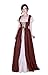 Reminisce Boho Set Renaissance Madrigal Medieval Irish Costume Chemise and Over Dress (S/M, Burgundy)