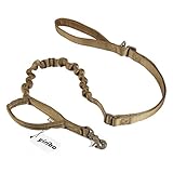 yisibo Adjustable Tactical Bungee Dog Leash-2 Handle-No Pull-Military Dog Training Leash(Coyote Brown)