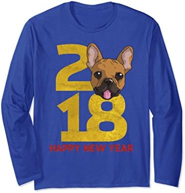 Unisex French Bulldog Long Sleeve Year of the Dog 2018 Gift Shirt Large Royal Blue