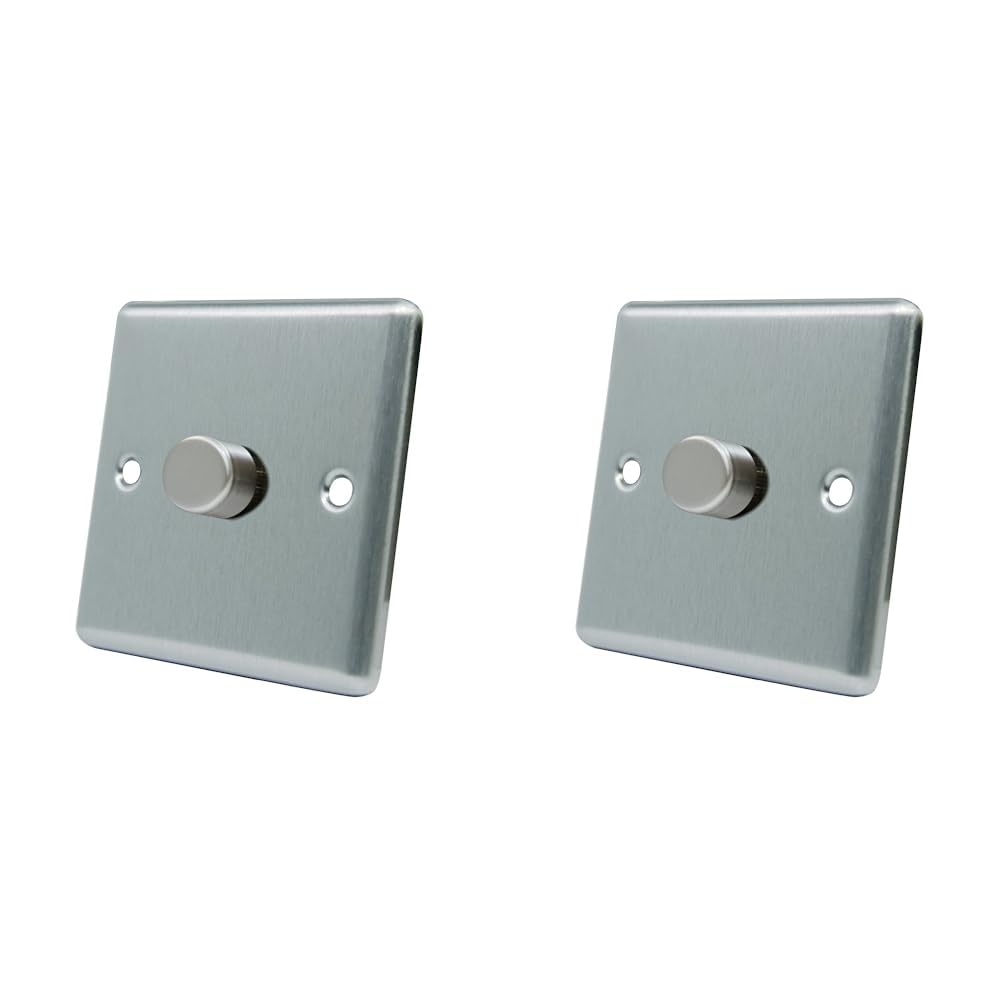 AET CSC1GDIM40 Satin Chrome Classical 400W-10 Amp Single 1 Gang 2 Way 400W Light Dimmer Switch, 400 W, 240 V, 1 Count (Pack of 2) — image 1