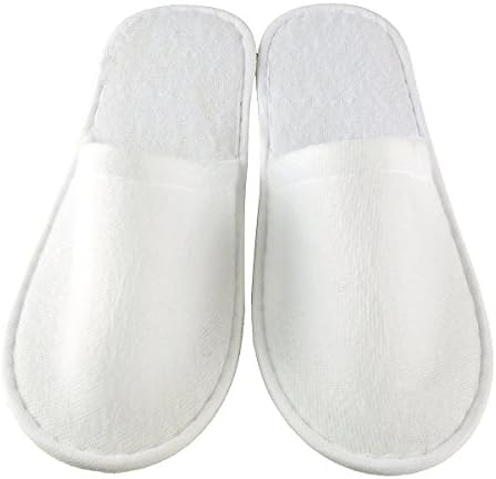 24 Pairs Disposable Slippers Great for Hotel, Spa, Guest, Nail Salon Use - Non-Slip - Made From Fleece, White
