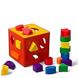LuaLua Baby Blocks Shape Sorter Toys Puzzle Children's Building Blocks Colorful Sorter Cube Box Includes 18 Shapes - Color Recognition Shape Gifts Boy & Girl Toddlers