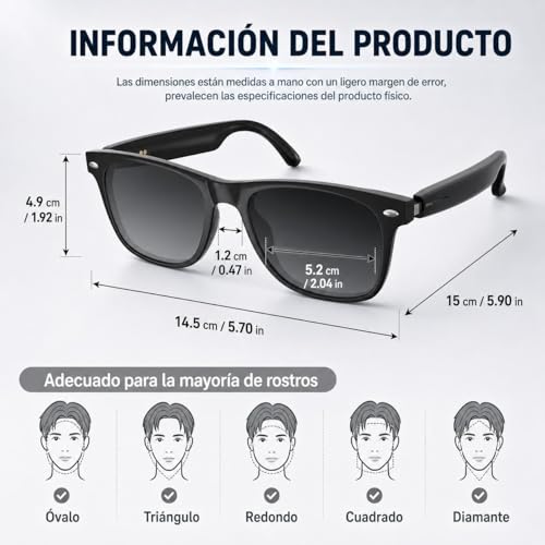 CLDP Gafas Inteligentes Traductoras 164 Idiomas Bluetooth 5.3, Traducción Instantánea para Viajes y Negocios, Llamadas Manos Libres, Reproducción Musical, Control Táctil, Autonomía 60 Horas