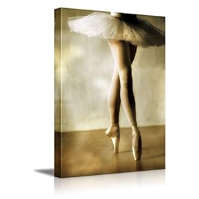 Canvas Prints Wall Art - Beautiful Ballerina Dancing with White Tutu | Modern Wall Decor/Home Decoration Stretched Gallery Canvas Wrap Giclee Print. Ready to Hang - 18" x 12"