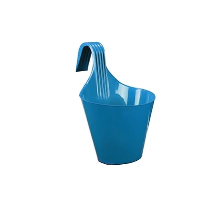 Kraft Seeds Hanging Hook Planter Semi Round Glossy Finish Pots for Home & Balcony Garden 20.5cm x 13.5cm Mouth Blue