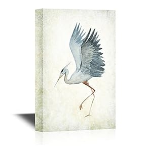 Canvas Wall Art - Heron Bird Spread The Wings - Wild Animal - Gallery Wrap Modern Home Art | Ready to Hang - 12x18 inches