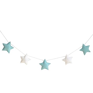 Homeofying Nordic 5 Stück süße Sterne Hängeornamente Wimpelkette Party Kinderzimmer Dekoration für Baby Jungen oder Mädchen, 
