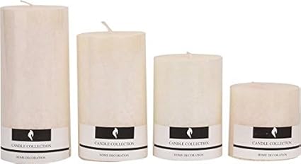 Ein Sof Scented 100% Pure Wax Pillar Candles, Highly Fragranced (Vanilla),Set of 4 Scented Pillar Candles