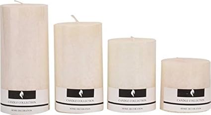 Ein Sof Scented 100% Pure Wax Pillar Candles, Highly Fragranced (Vanilla),Set of 4 Scented Pillar Candles