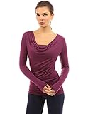 PattyBoutik Women's Cowl Neck Backless Buckle Twinset Top (Dark Magenta S)
