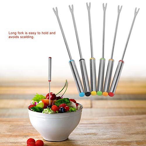 Nikou Fondue Forks - 6Pcs/Set Stainless Steel Fondue Forks with Heat Resistant Handle for Chocolate Cheese Dessert Fondue Pot Forks Kitchen Tool Tableware