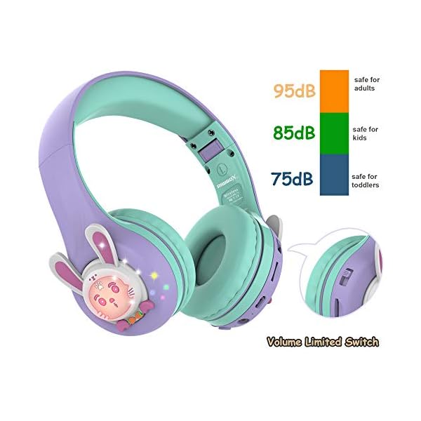 Riwbox-RB-7S-Kids-Headphones-Wireless-LED-Light-Up-Wireless-Foldable-Headphones-Over-Ear-Volume-Limited-Safe-75dB85dB95dB-with-Mic-and-TF-card-Children-Headphones-for-Girls-PurpleGreen Riwbox RB-7S Kids Headphones Wireless, LED Light Up Wireless Foldable Headphones Over Ear Volume Limited Safe 75dB/85dB…
