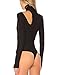 May&Maya Women's Sleek Turtleneck Cutout Shoulder Bodysuit (M, Black)