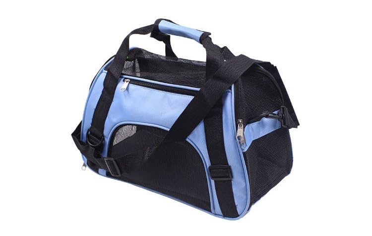 HOQUSA Pet Carrier Soft Sided Cat Carrier Bag Folable Cat Carrier Airline Approved in Cabin Pet Carrier for Hiking and Outdoor Travel Use 20.9''x12.6''x10.3''(Blue)