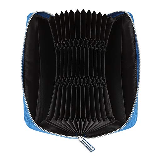 Cynure Women 36 Slots RFID Blocking Card Holder Large Long Leather Zipper Checkbook Accordion Wallet,Royal Blue