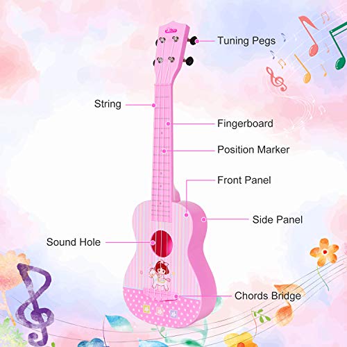 Ukulele Guitar Toy, 4 Strings Musical Instrument for Girl Boy Toddler Beginner with APP Control