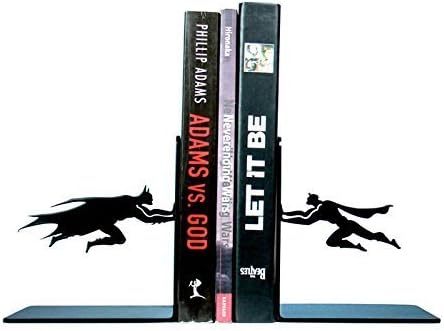 Batman VS Superman DC Bookends,1 Pair,5 Inches,Heavy Steel,Black