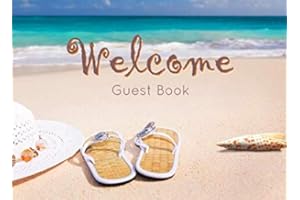 Guest Book for Vacation Home, Beach Edition: 8.25 x 6 inch size Guest Log Book for Vacation Rental, Airbnb, VRBO and more
