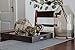 Jitsu Goods Fabric Lined Wooden Decorative Ottoman Tray | Kitchen Breakfast Serving with Cutout Wood Handles | Black & White Boho Pattern | Coffee Table Home Decor | Rustic Decorative Farmhouse Design
