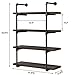 Homissue 4-Shelf Rustic Pipe Wall Shelves, 31.5-Inch Vintage Industrial Wall Shelf, Espresso-Brown
