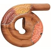 Didgeridoo, Didghorn Mahagoni Wood, Spiral 12" diameter (Painted Yellow) | Didgeridoo designed for deep drone tones and musical practice; key details: Mahogany, Painted.