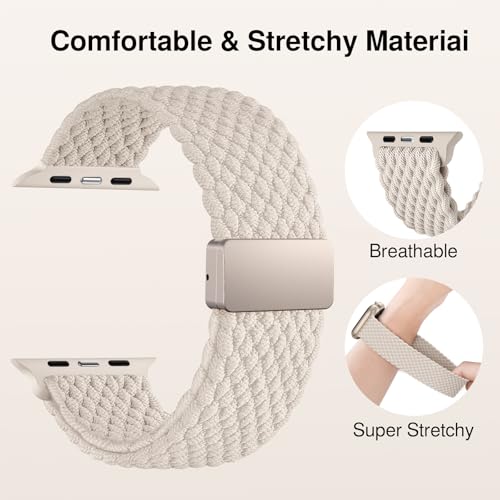 Yoohoo Straps Compatible with Apple Watch 49mm 46mm 45mm 44mm 42mm 41mm 40mm 38mm, Magnetic Nylon Solo Loop for iWatch 11 10 9 8 7 6 5 4 3 2 1 Ultra SE 3 2 1, Elastic Braided Strap