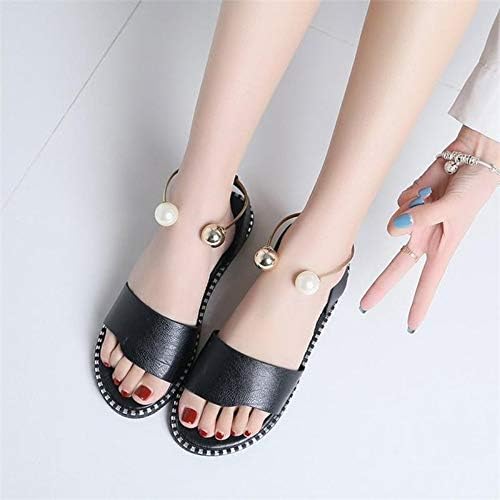 QIMITE Flip-Flop Shoes Flat Sandals Women Sandals Flip Flops Summer Fashion Rome Slip-On Breathable Non-Slip Shoes Woman Slides Solid Casual Female Black