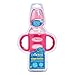 Dr. Brown's Milestones Narrow Sippy Spout Bottle with 100% Silicone Handles, Easy-Grip Handles with Soft Sippy Spout, 8oz/250mL, Pink, 1-Pack, 6m+