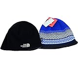 The North Face Winter Thicken Polar Fleece Knit Ski Reversible Beanie Hat (One size, Black I)