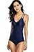 beautyin Women's Solid V Neck One Piece Swimsuit Push Up Bathing Suit Beachear