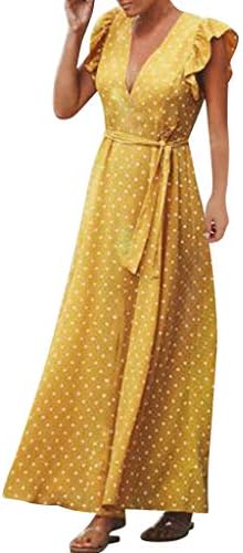 Ansenesna Women Dress Summer Office Fashion O-Neck Wave Point Printing Short Sleeve Knee Length