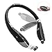 Bluetooth Headphones 5.0, Triple Foldable Wireless Neckband Headset with Retractable Earbuds Hands-Free Earphones Stereo Sound Hair Protection Belt for Cell Phones Running Cycling (14H Playtime)