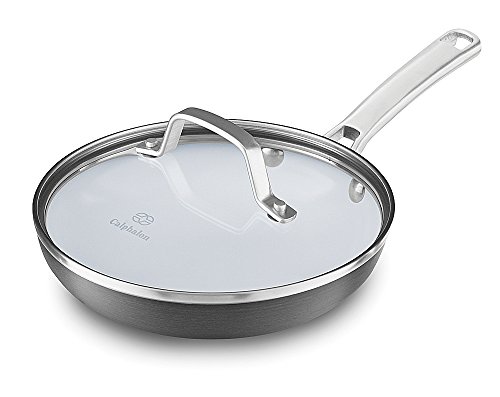 Calphalon 1937372 Classic Ceramic Nonstick Omelet Fry Pan with Cover, 8", Grey/White