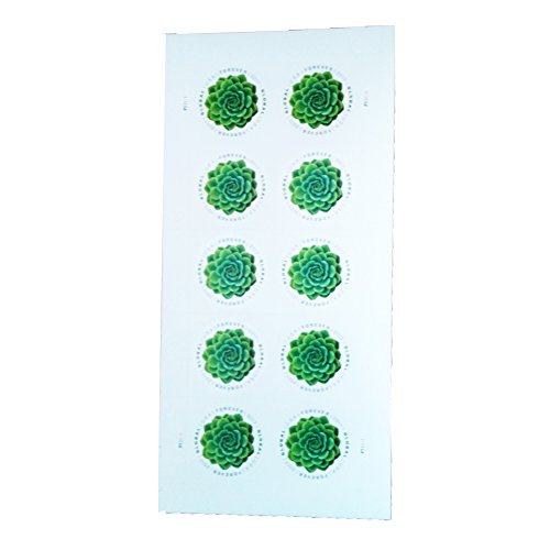 Green Succulent Sheet of 10 Global USPS First Class International Forever Postage Stamps (1)