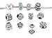Yeshan 12pcs Antique Silver Crystal Rhinestone Birthstone Bead Charm Spacer Fits Snake Chain Bracelet with a Snake Chain Charm Bracelet Free -Light Blue