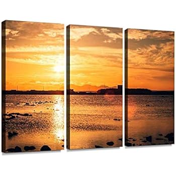 Sunset View Trapani, Sicily Print On Canvas Wall Artwork Modern Photography Home Decor Unique Pattern Stretched and Framed 3 Piece
