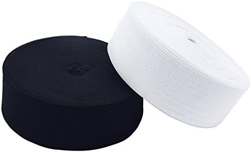 2pcs Sewing Elastic, Doubletwo Black White Knitting Sewing Elastics Springy Stretch Elastic Spool Elastic Bands, 1.5 Inch x 11 Yard