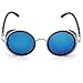 AV SUPPLY Hot Steampunk Retro Style 50s Silver & Black Frame Round Blue Mirror Lens Glasses Blinder Beach Sunglasses