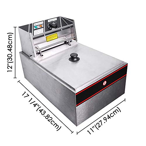WeChef 6L 2500W Countertop Electric Single Large Tank Deep Fryer Basket French Fry Commercial Restaurant Kitchen Home - Thumbnail 2