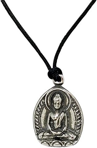 Spiritual Sitting Buddha Pendant Necklace With Long Black Adjustable Cord