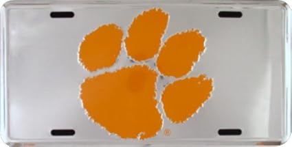 Amazon Com Hangtime Clemson Tigers Super Stock Metal License Plate 6 X 12 Automotive
